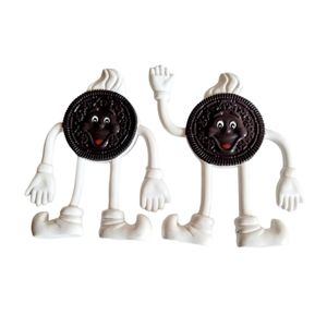 Two Vintage 90's Bendable Oreo Cookie Action Figure Toys. 4.5"